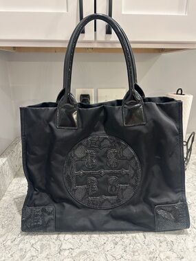 Tory Burch Nylon Large Black Ella Tote